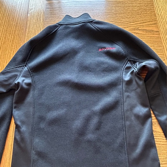 Spyder Men’s Fleece Lined Black Pullover with Red 1/4 Zipper - Picture 12 of 16